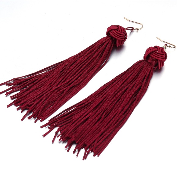 NEW Long Red Tassel Dangle Earring - Picture 1 of 6